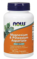 Magnesium & Potassium aspartate (Магний и Калий аспартат) 120 вег капс (Now Foods)