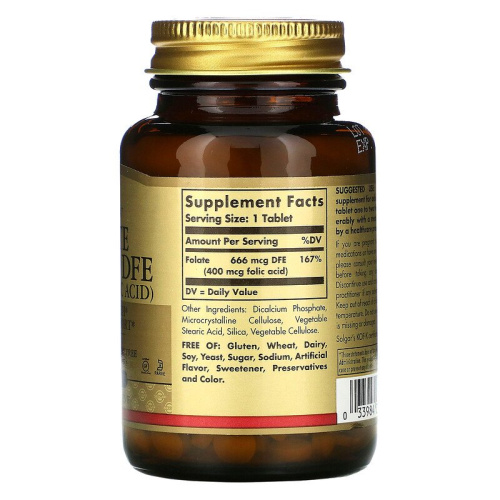 Folate 666 mcg DFE (400 mcg Folic Acid) 250 таблеток (Solgar) фото 2