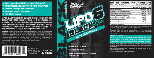 Lipo-6 Black Hers Ultra Concentrate International (EU) 60 капсул (Nutrex) фото 2