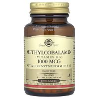 Methylcobalamin 1000 мкг (Сублингвальный Метилкобаламин витамин B12) 60 табл (Solgar)