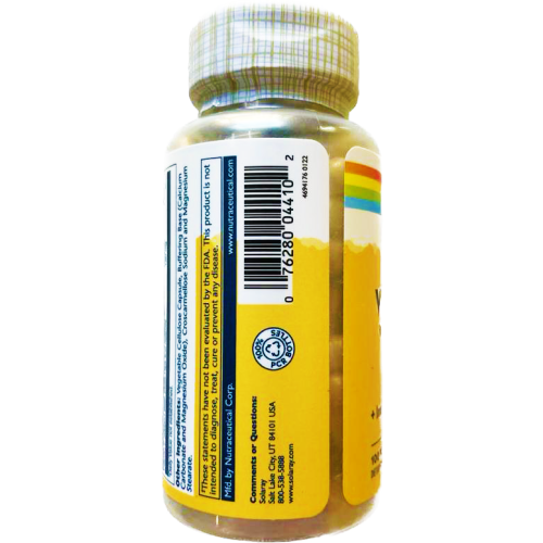 Vitamin C 500 mg Buffered with Rose Hips & Acerola (C 500 мг c шип-ом и ацеролой) 100 капc (Solaray) фото 4