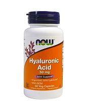 Hyaluronic Acid 50 мг with MSM (Гиалуроновая кислота c МСМ) 60 вег капсул (Now Foods)