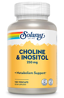 Choline & Inositol 250 mg (Холин и инозитол 250 мг) 100 вег капсул (Solaray)