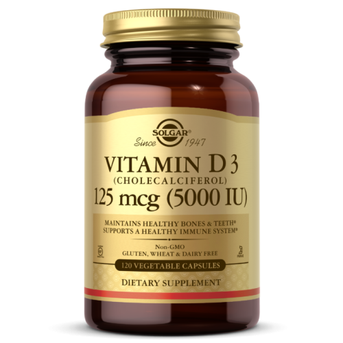 Vitamin D3 (Витамин Д3) 125 мкг (5000 IU) 120 вегетарианских капсул (Solgar)