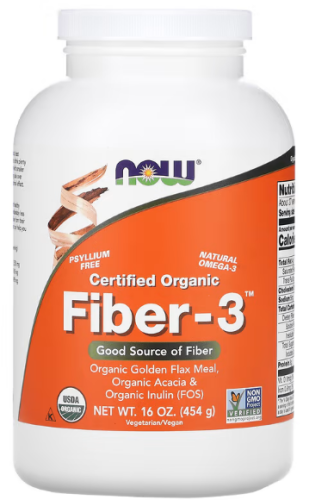 Fiber-3 Powder (Клетчатка порошок) 454 г (Now Foods)