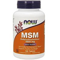 MSM 1500 мг (МСМ метил-сульфонил-метан) 100 таблеток (Now Foods)