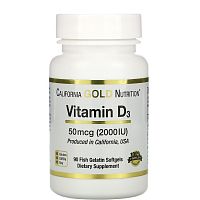 Vitamin D3 (Витамин D3) 50 мкг (2000 МЕ) 90 рыбно-желатиновых капсул (California Gold Nutrition)