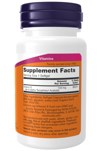 Vitamin E-200 (Витамин Е как ацетат d-альфа-токоферола) 100 мягких капсул (Now Foods) фото 5