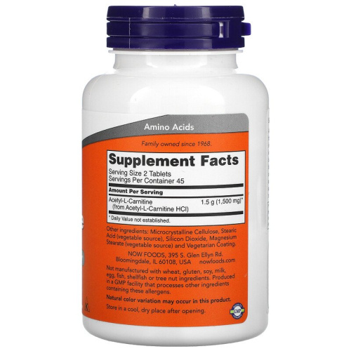 Acetyl L-Carnitine 750 мг (Ацетил L-Карнитин) 90 таблеток (Now Foods) фото 2