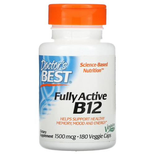 Fully Active B-12 1500 мкг (Активный витамин B12) 180 вег капсул (Doctor's Best)