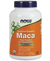 Maca, 100% Органический Сырой Порошок, 198 гр (NOW)_