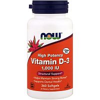 Vitamin D-3 1000 IU (Витамин Д-3 25 мкг) 360 капс (Now Foods)