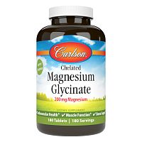 Chelated Magnesium Glycinate 200 mg (хелат магний глицинат 200 мг) 180 таблеток (Carlson Labs)