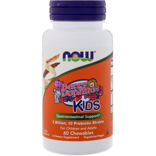 Berry Dophilus (детский пробиотик) 2 млрд КОЕ 60 жевательных таблеток (Now Foods)