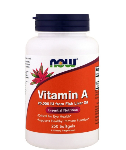 Vitamin A 25000 МЕ (Витамин А) 250 мягких капсул (Now Foods)
