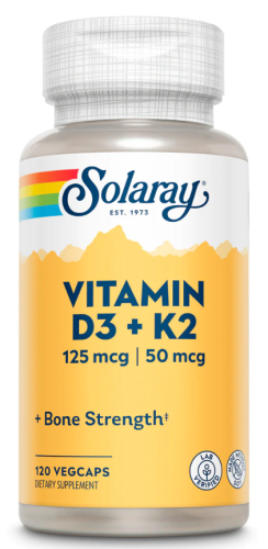 Vitamin D3 + K2 (MK-7) 125 mcg / 50 mcg (Витамин Д3 5000 МЕ + К2) 120 вег капс (Solaray)
