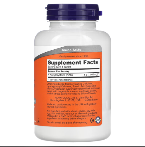 NAC 1000 мг (N-Ацетил L-цистеин) 120 таблеток (Now Foods) фото 2