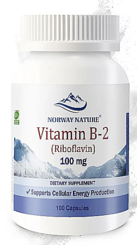 Vitamin B-2 Riboflavin 100 мг (Витамин Б-2 Рибофлавин) 100 Capsules (Norway Nature)