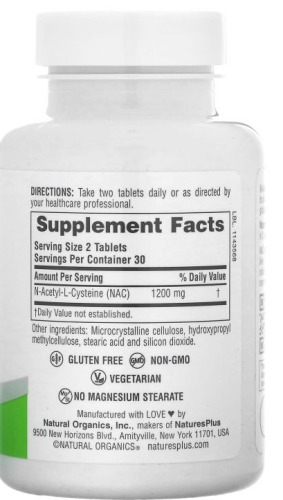 NAC Pro 1200 mg SR N-Acetyl-L-Cysteine  (N-Ацетил L-Цистеин) 60 таблеток (NaturesPlus) фото 3
