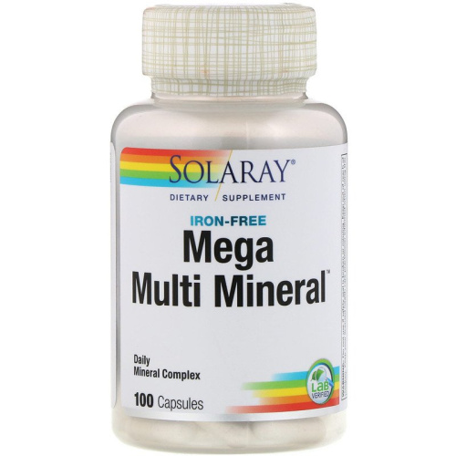 Mega Multi Mineral Iron-Free (Комплекс минералов без железа в составе) 100 капсул (Solaray) фото 5 Mega Multi Mineral Iron-Free (Комплекс минералов без железа в составе) 100 капсул (Solaray) фото 5