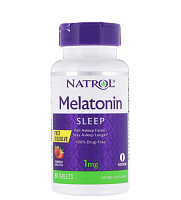 Мелатонин быстрорастворимый клубника 1 мг 90 таблеток (Natrol)