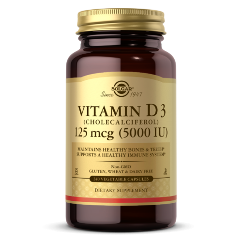 Vitamin D3 (Витамин Д3) 125 мкг (5000 IU) 240 вегетарианских капсул (Solgar)