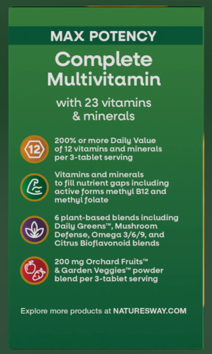 Alive! Max3 Potency (мультивитаминный комплекс с железом) 90 таблеток (Nature's Way) фото 3