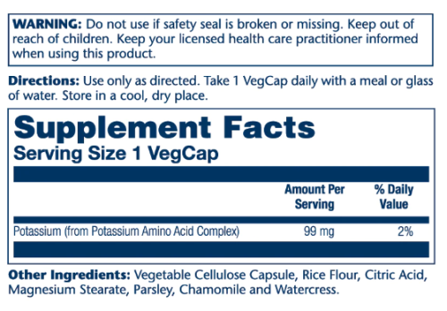 Potassium 99 mg (Калий 99 мг) 100 вег капсул (Solaray) фото 3