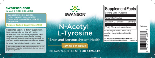 N-Acetyl L-Tyrosine 350 mg (N-ацетил-L-тирозин 350 мг) 60 капсул (Swanson) фото 2