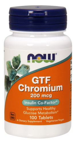 GTF Chromium 200 мкг (Хром с фактором толерантности к глюкозе) 100 таблеток (Now Foods)