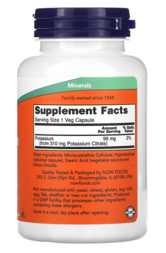 Potassium Citrate 99 мг (Цитрат калия) 180 капсул (Now Foods) фото 2