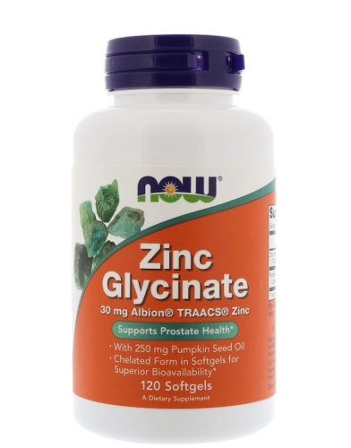 Zinc Glycinate 30 мг (Глицинат цинка) 120 мягких капсул (Now Foods)