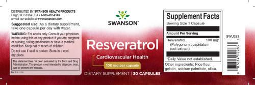 Resveratrol 100 mg (Ресвератрол) 100 мг 30 капсул (Swanson) фото 2