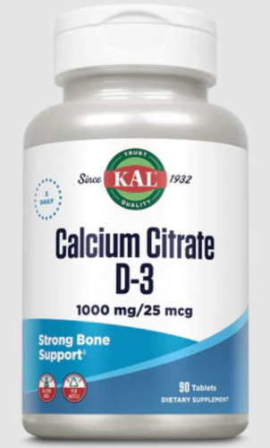 Calcium Citrate D-3 1000 мг 90 таблеток (KAL)