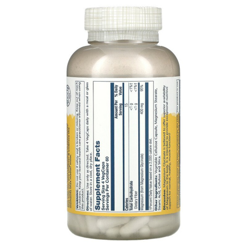 Magnesium Glycinate 400 мг (Глицинат Магния) 240 капсул (Solaray) фото 2