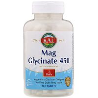 Magnesium Glycinate Complex 450 мг (Глицинат и Оксид магния) 180 таблеток (KAL)