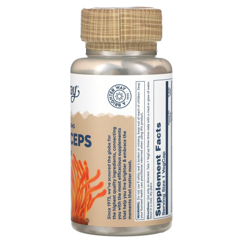 Cordyceps 520 mg (Органический гриб Кордицепс 520 мг) 100 вег капсул (Solaray) фото 7