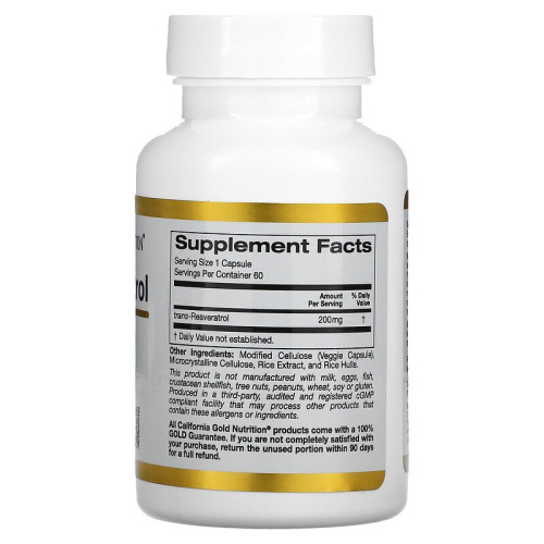 trans-Resveratrol 200 мг (транс-ресвератрол) 60 вег капсул (California Gold Nutrition) фото 2