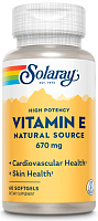Vitamin E 670 mg (1000 IU) d-Alpha Tocopherol (Витамин E 670 мг (1000 МЕ) 60 мягких капсул (Solaray)