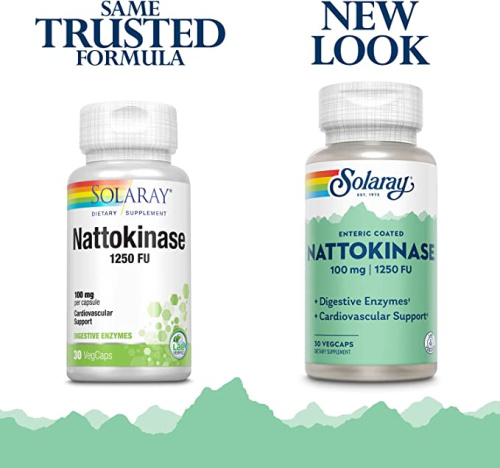 Nattokinase 100 mg / 1250 FU Entric Coated (Наттокиназа 100 мг) 30 вег капсул (Solaray) фото 2