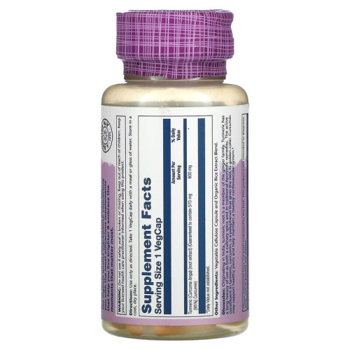 Turmeric Root Extract 600 mg (Экстракт из Корня Куркумы 600 мг) 60 вег капсул (Solaray) фото 2