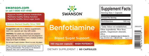 Benfotiamine 160 mg (Бенфотиамин 160 мг) 60 капсул (Swanson) фото 4