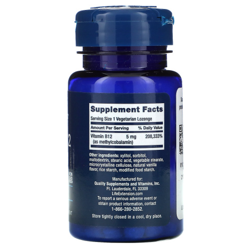 Vitamin B12 Methylcobalamin 5 мг (Метилкобаламин) 60 вег леденцов (Life Extension) срок 01.23 фото 2