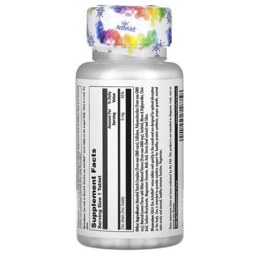 Zinc 5 mg ActivMelt (Цинк 5мг) 60 микро таблеток Сладкий лимон (KAL) фото 3