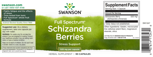 Schizandra Berries 525 mg Full Spectrum (Ягоды Лимонника 525 мг) 90 капсул (Swanson) фото 2