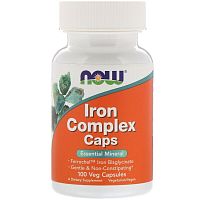 Iron Complex Glycinate (Комплекс для повышения железа) 100 вег капс (Now Foods)