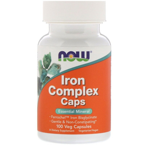 Iron Complex Glycinate (Комплекс для повышения железа) 100 вег капс (Now Foods)