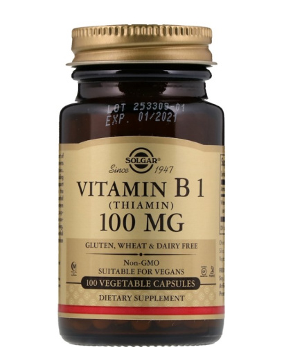 Vitamin B-1 Thiamin 100 мг (Витамин Б 1 Тиамин) 100 капсул (Solgar)