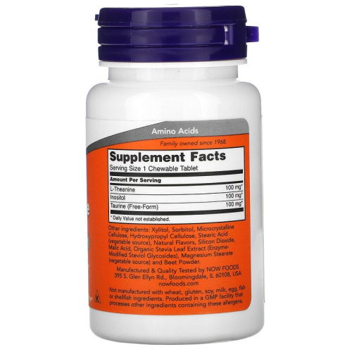 L-Theanine 100 мг Chewable (Л-Теанин) 90 жев табл (Now Foods) фото 2