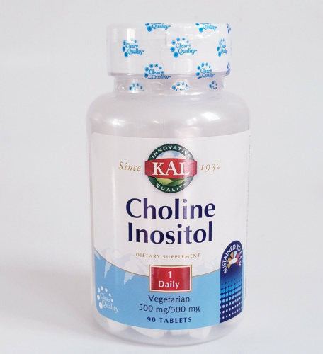Choline Inositol Sustained Release 500 мг (Холин Инозитол) 90 таблеток (KAL)